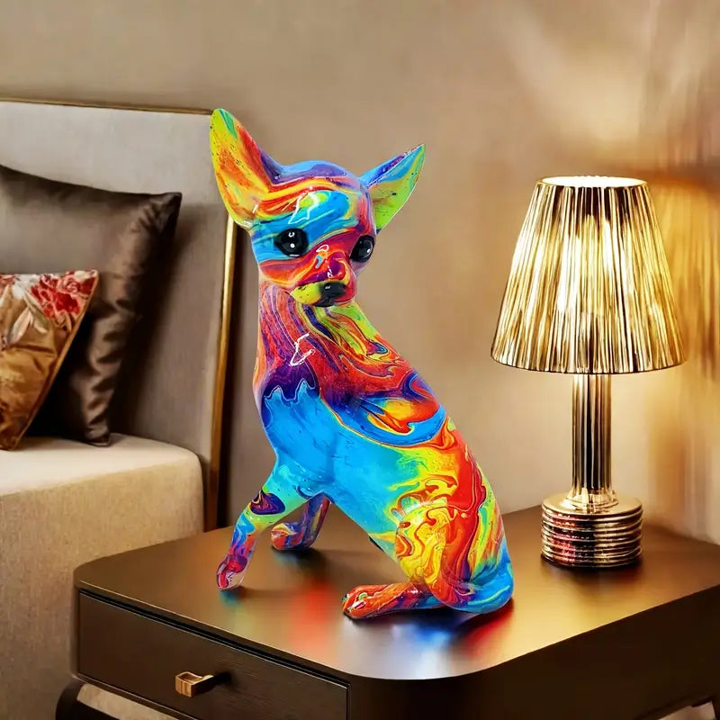 Lampada da tavolo in resina Chihuahua dal vivo