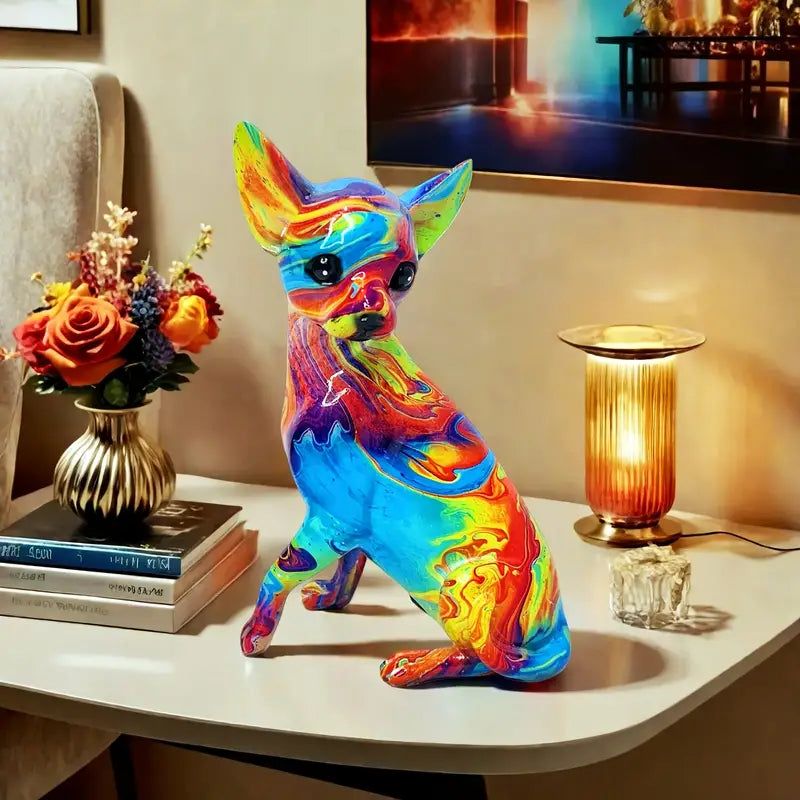 Lampada da tavolo in resina Chihuahua dal vivo